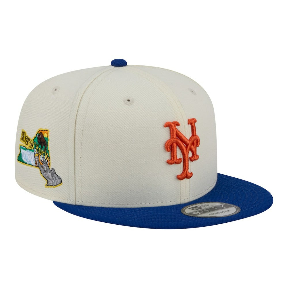 New York Mets Localized 9FIFTY Snapback Hat Cream/Royal | New Era
