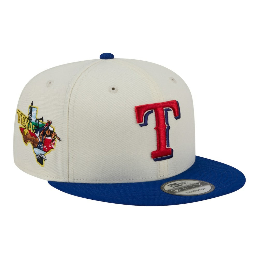 Texas Rangers Localized 9FIFTY Snapback Hat Cream/Royal | New Era
