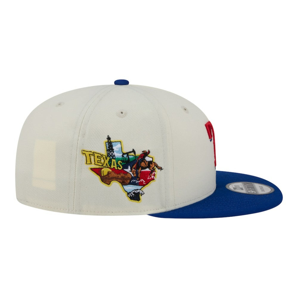 Texas Rangers Localized 9FIFTY Snapback Hat Cream/Royal | New Era