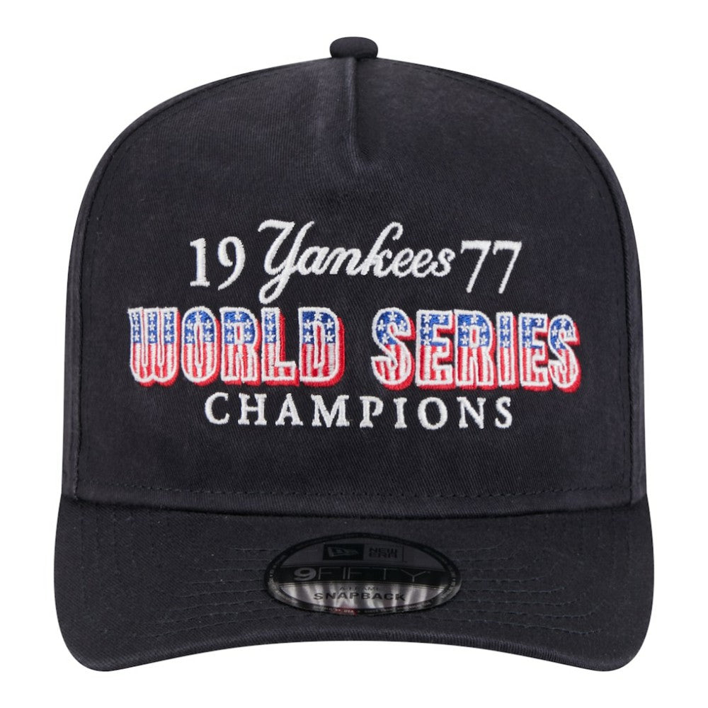 New York Yankees 1977 World Series Champions Throwback 9FIFTY A-Frame Snapback Hat Navy | New Era