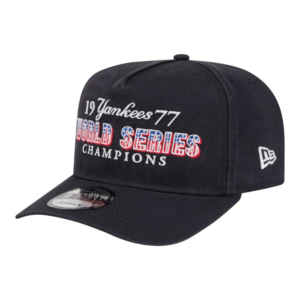 New York Yankees 1977 World Series Champions Throwback 9FIFTY A-Frame Snapback Hat Navy | New Era