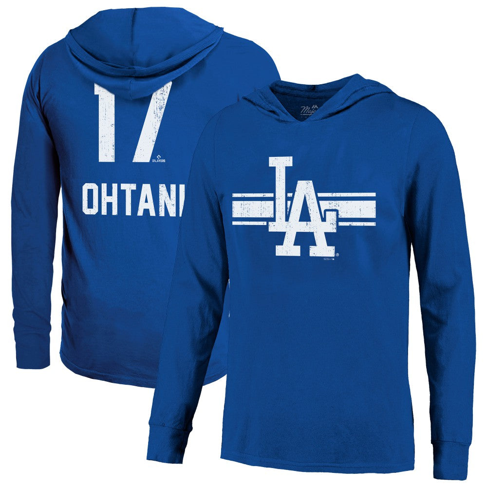 Shohei Ohtani Los Angeles Dodgers Majestic Threads Lightweight Name & Number Hoodie Royal