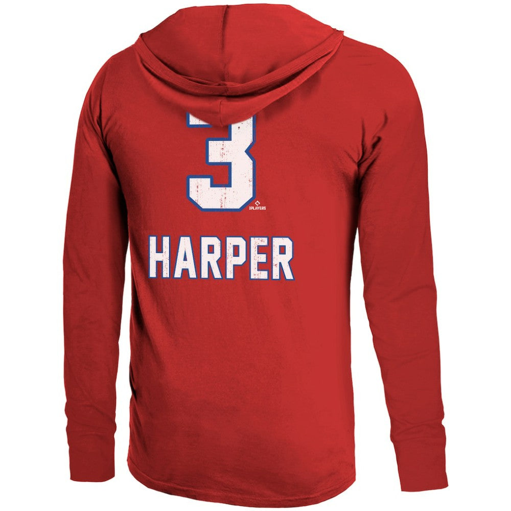 Bryce Harper Philadelphia Phillies Majestic Threads Lightweight Name & Number Hoodie Red