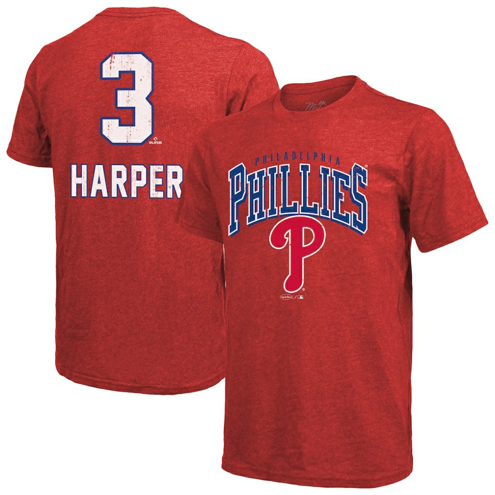 Bryce Harper Philadelphia Phillies Majestic Threads Triblend Name & Number T-Shirt Red