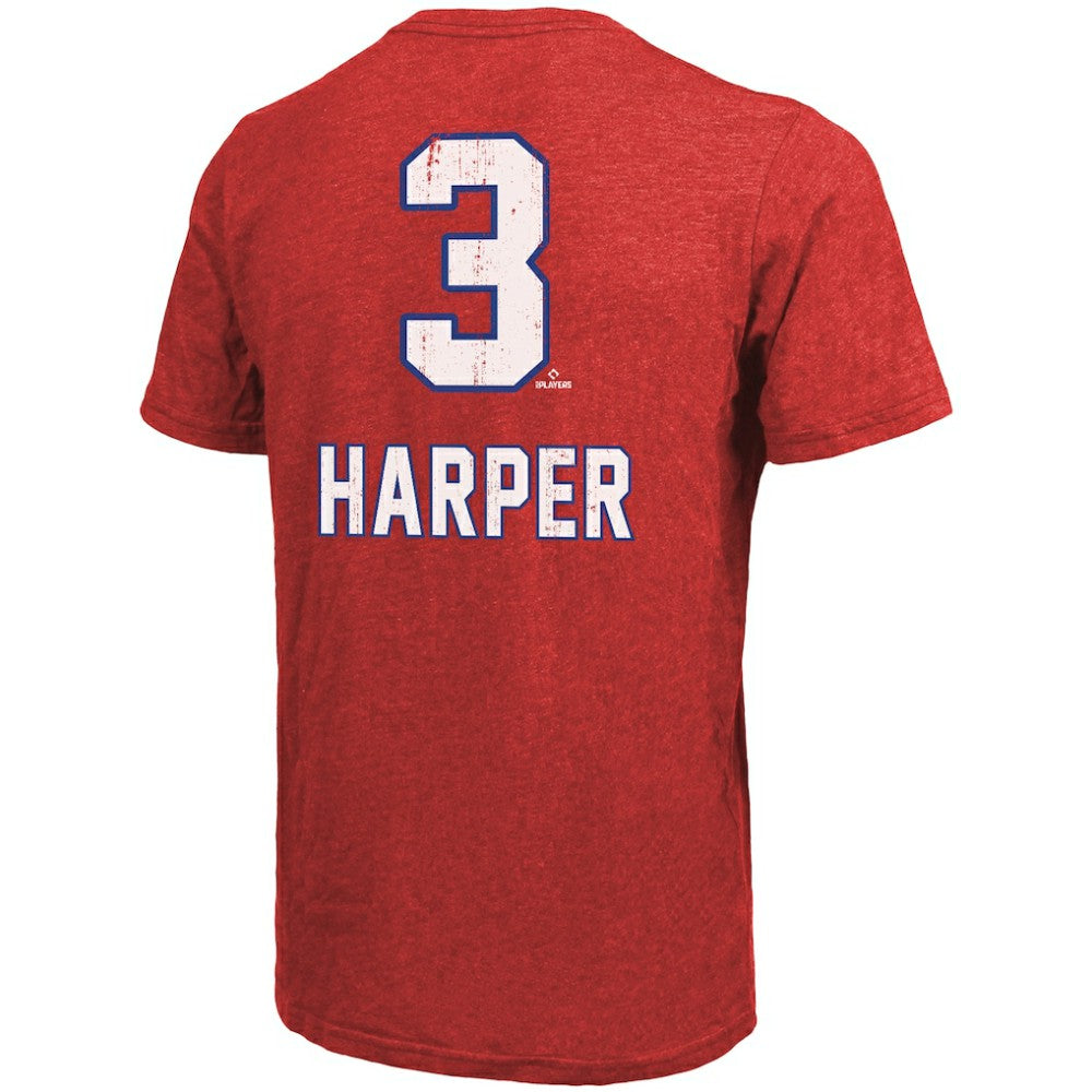 Bryce Harper Philadelphia Phillies Majestic Threads Triblend Name & Number T-Shirt Red