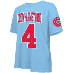 Pete Crow-Armstrong Chicago Cubs Majestic Threads Women's Oversized Name & Number T-Shirt Light Blue