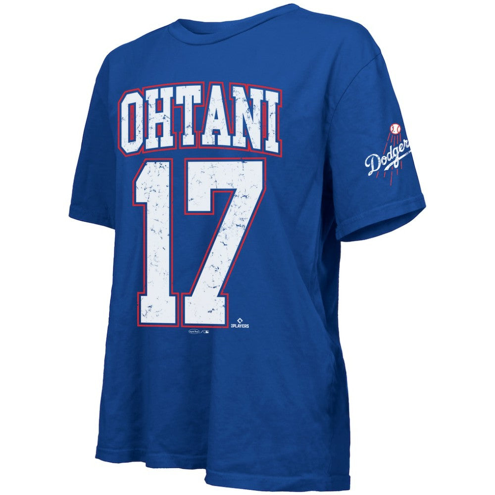 Shohei Ohtani Los Angeles Dodgers Majestic Threads Women's Oversized Name & Number T-Shirt Royal