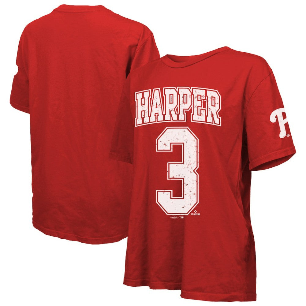 Bryce Harper Philadelphia Phillies Majestic Threads Women's Oversized Name & Number T-Shirt Red