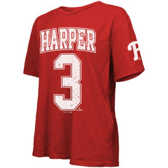 Bryce Harper Philadelphia Phillies Majestic Threads Women's Oversized Name & Number T-Shirt Red