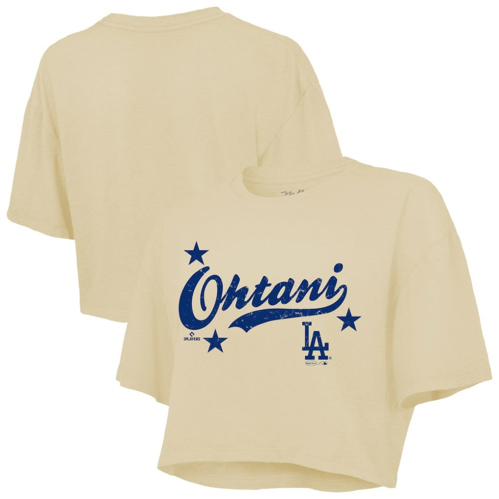 Shohei Ohtani Los Angeles Dodgers Majestic Threads Women's Boxy Crop Top Cream