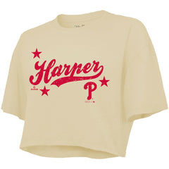 Bryce Harper Philadelphia Phillies Majestic Threads Women's Boxy Crop Top Cream