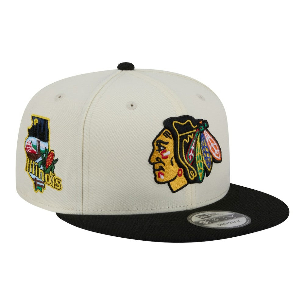 Chicago Blackhawks New Era Injection Localized Two-Tone 9FIFTY Snapback Hat White/Black