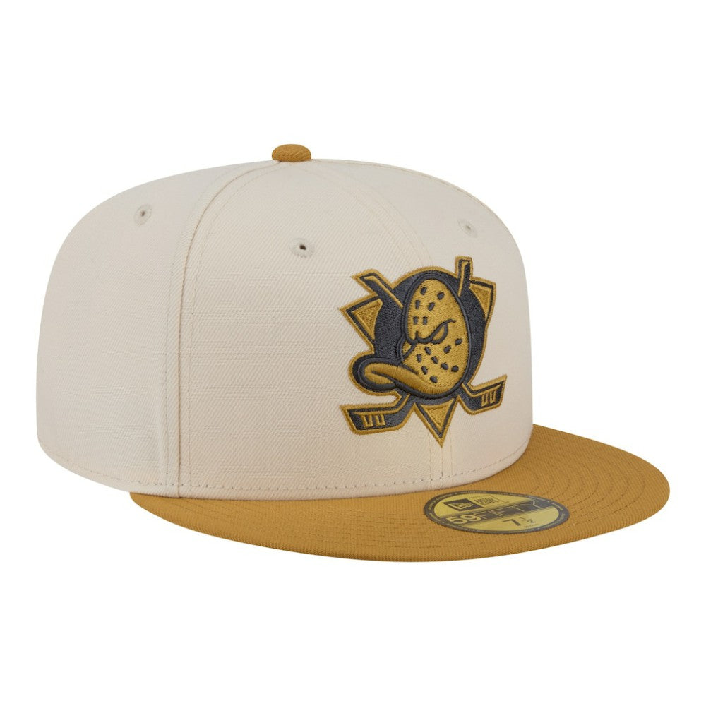 Anaheim Ducks New Era Colorpack Two-Tone 59FIFTY Fitted Hat Cream/Tan