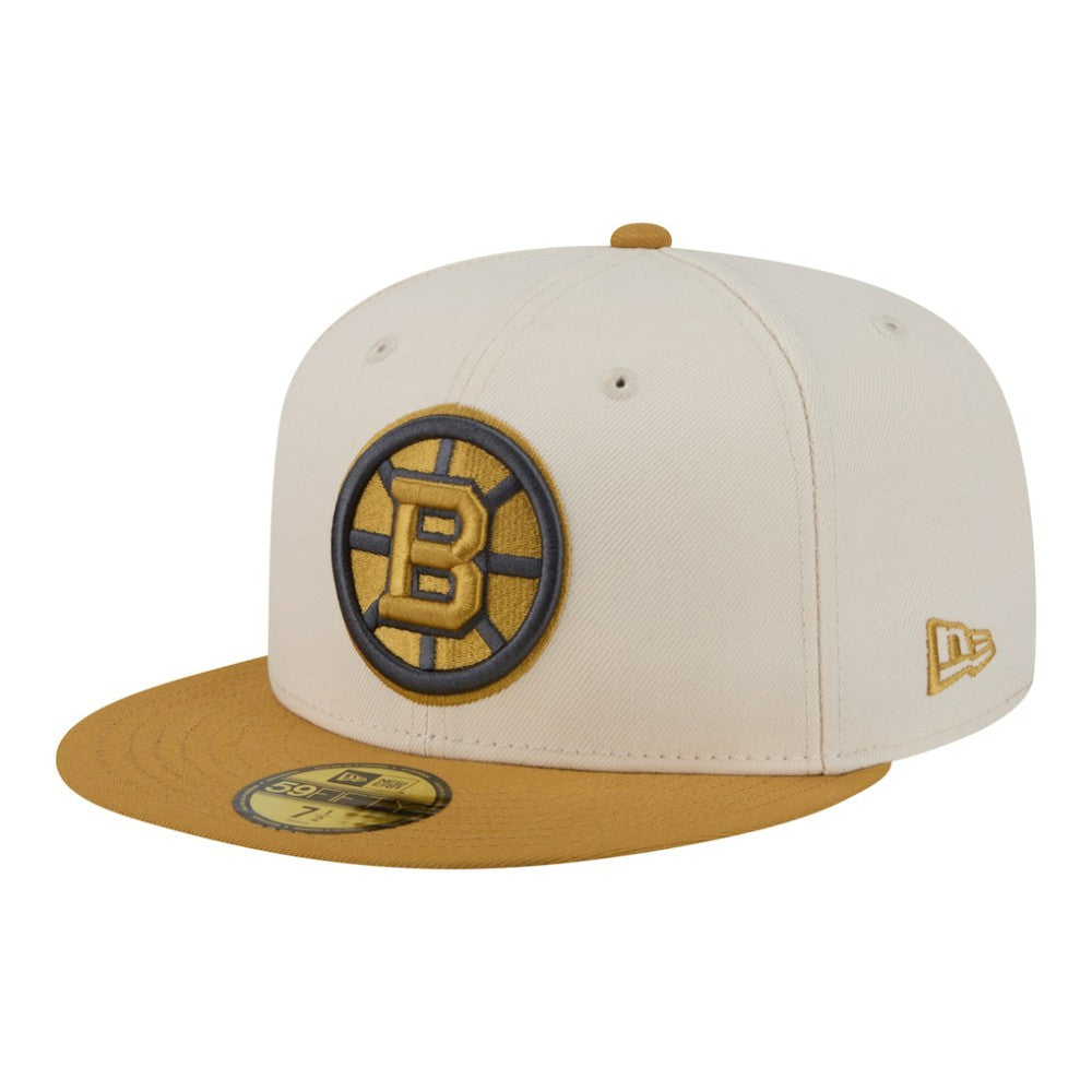 Boston Bruins New Era Colorpack Two-Tone 59FIFTY Fitted Hat Cream/Tan