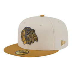 Chicago Blackhawks New Era Colorpack Two-Tone 59FIFTY Fitted Hat Cream/Tan