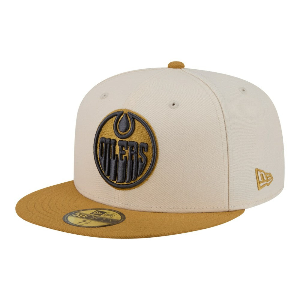Edmonton Oilers New Era Colorpack Two-Tone 59FIFTY Fitted Hat Cream/Tan