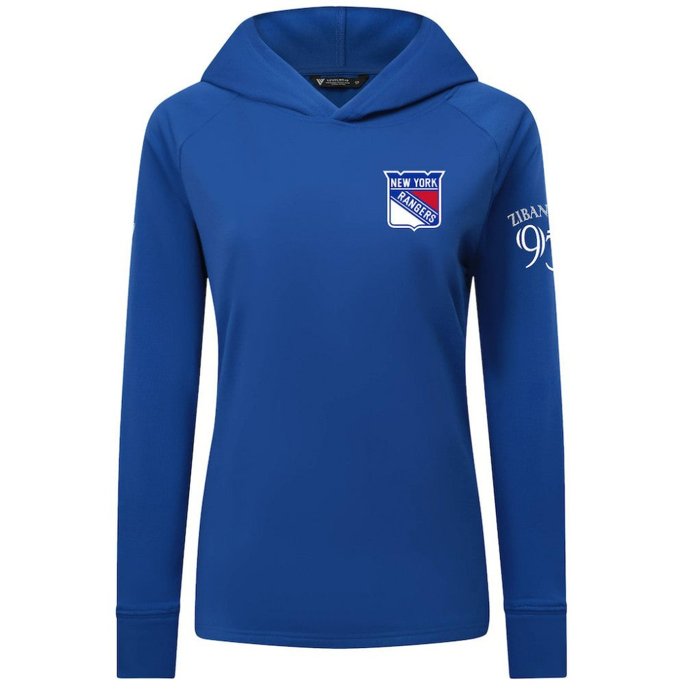 Mika Zibanejad New York Rangers Levelwear Women's Impression Name & Number Raglan Hoodie Blue