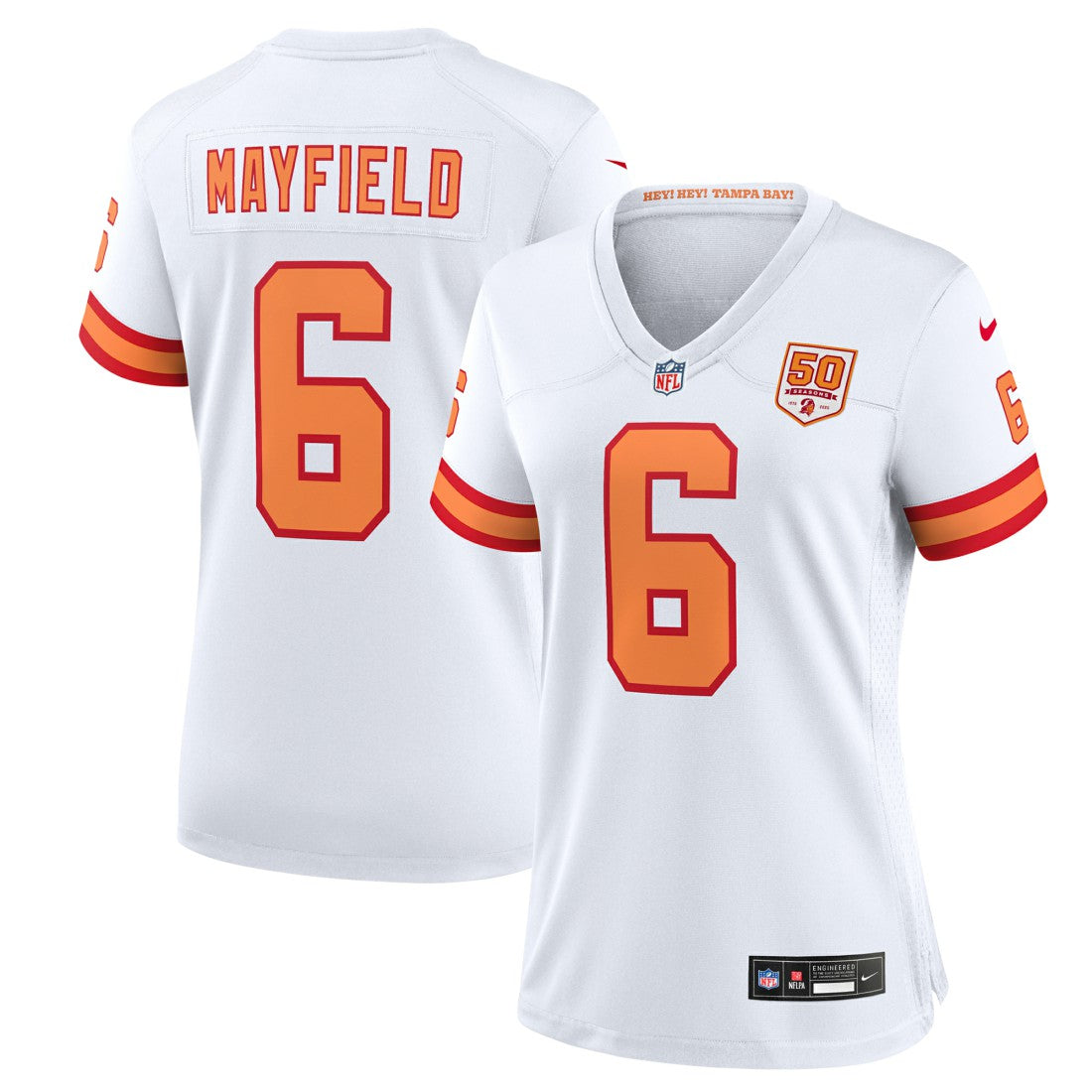 Baker Mayfield '76 Tampa Bay Buccaneers Women's 50th Season Game Jersey - White