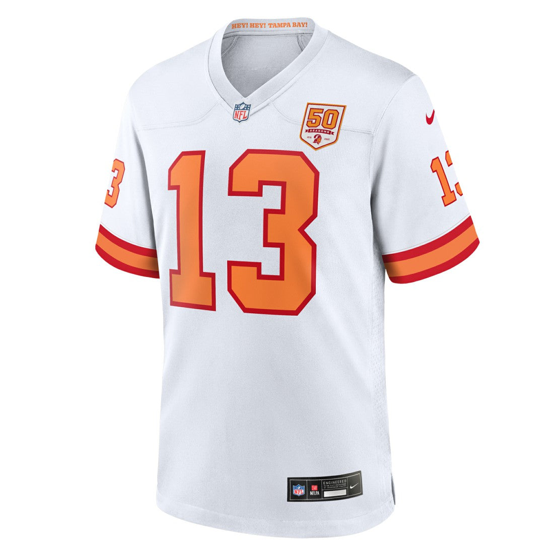 Mike Evans '76 Tampa Bay Buccaneers 50th Season Game Jersey - White