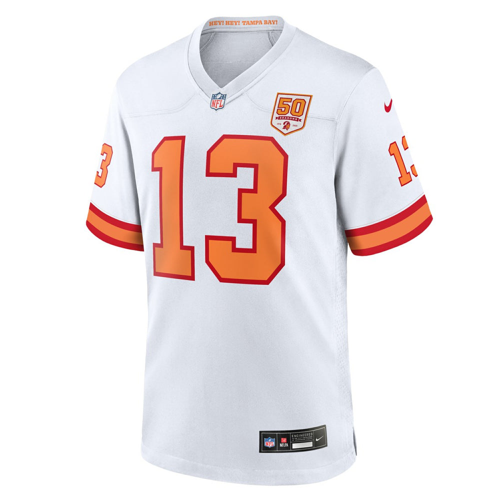 Mike Evans '76 Tampa Bay Buccaneers 50th Season Game Jersey - White