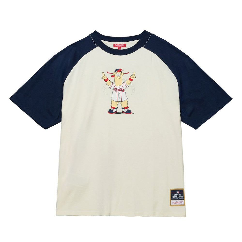 Atlanta Braves Women's Boyfriend Raglan T-Shirt Cream | Mitchell & Ness