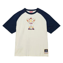 Atlanta Braves Women's Boyfriend Raglan T-Shirt Cream | Mitchell & Ness