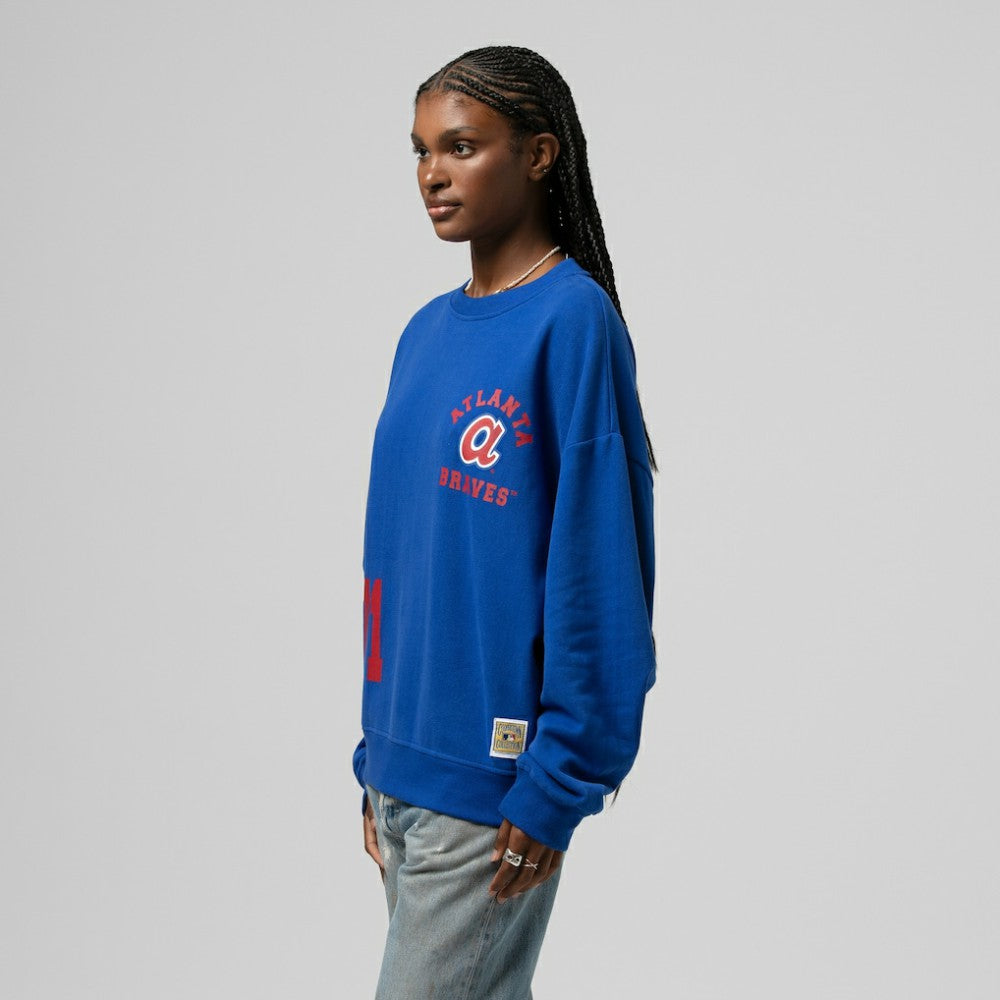 Atlanta Braves Women's Cooperstown Collection Crewneck Sweatshirt Royal | Mitchell & Ness