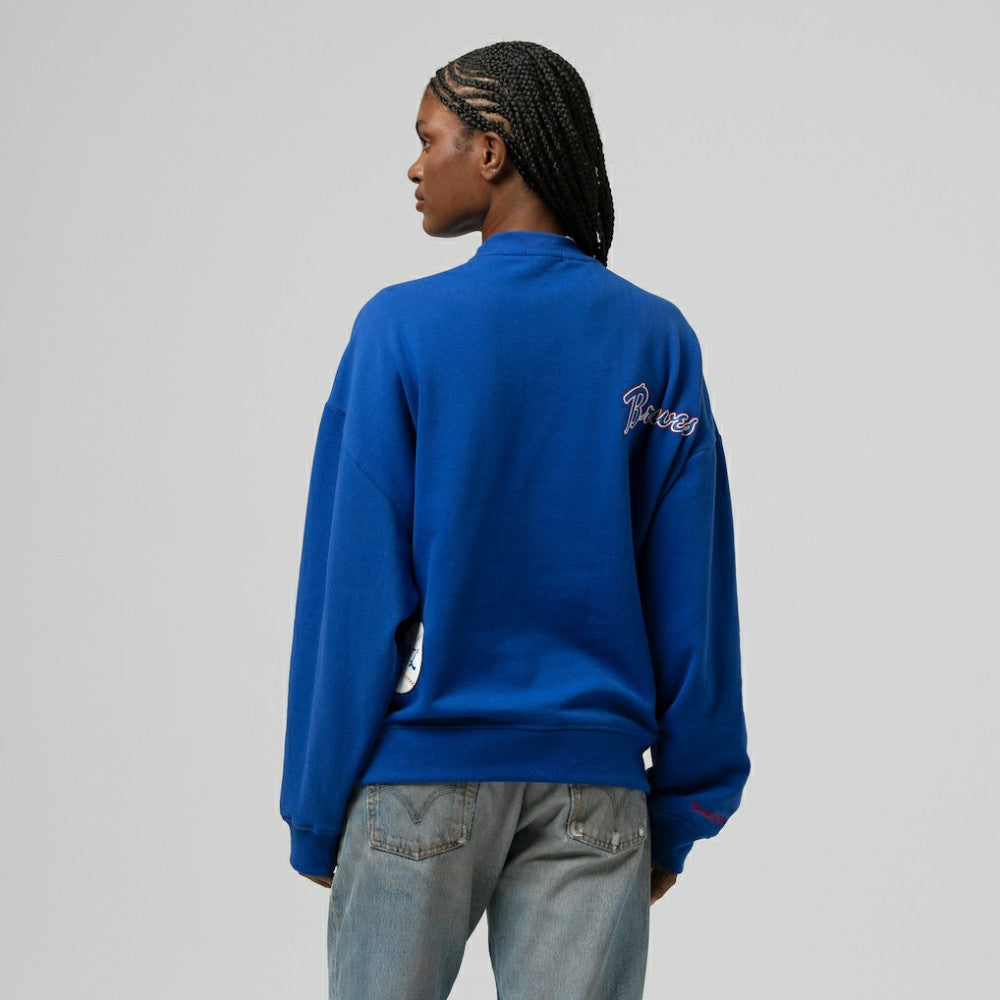 Atlanta Braves Women's Cooperstown Collection Crewneck Sweatshirt Royal | Mitchell & Ness