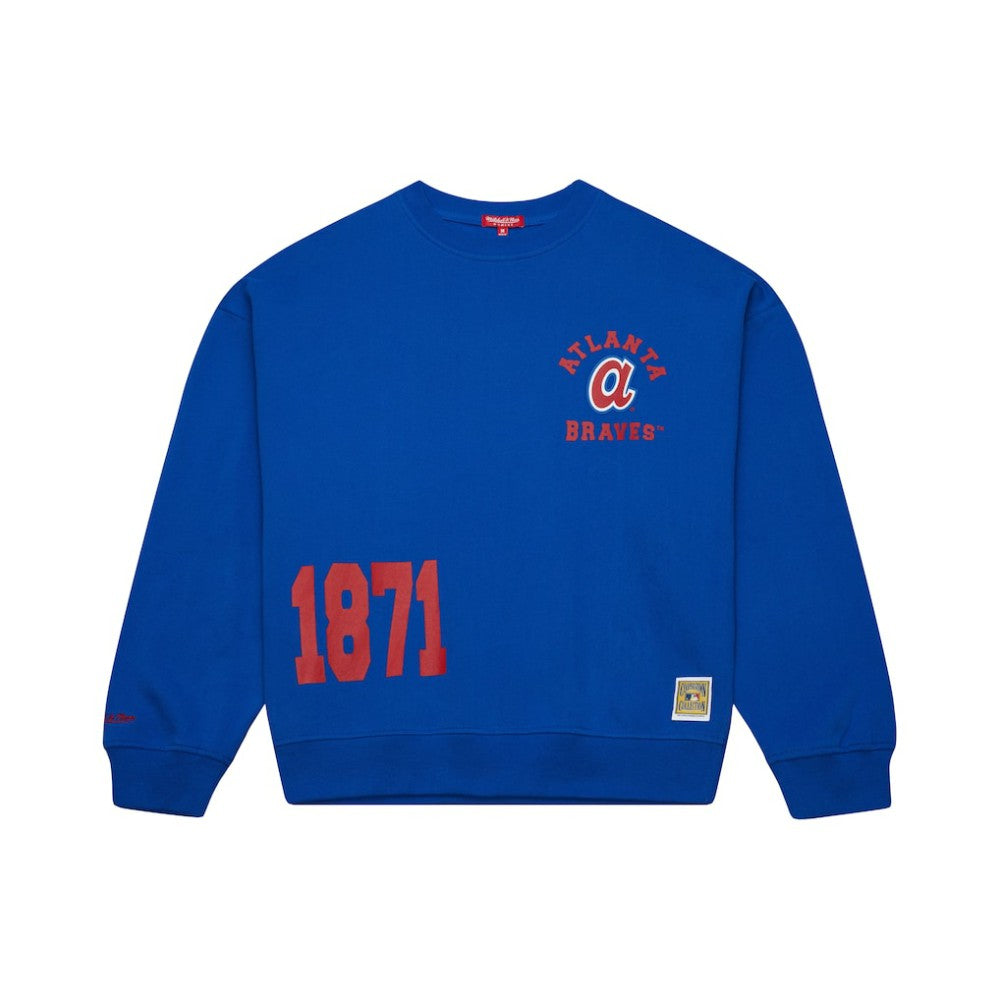 Atlanta Braves Women's Cooperstown Collection Crewneck Sweatshirt Royal | Mitchell & Ness