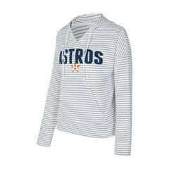 Houston Astros Concepts Sport Women's Liftoff Striped V-Neck Hoodie White/Gray