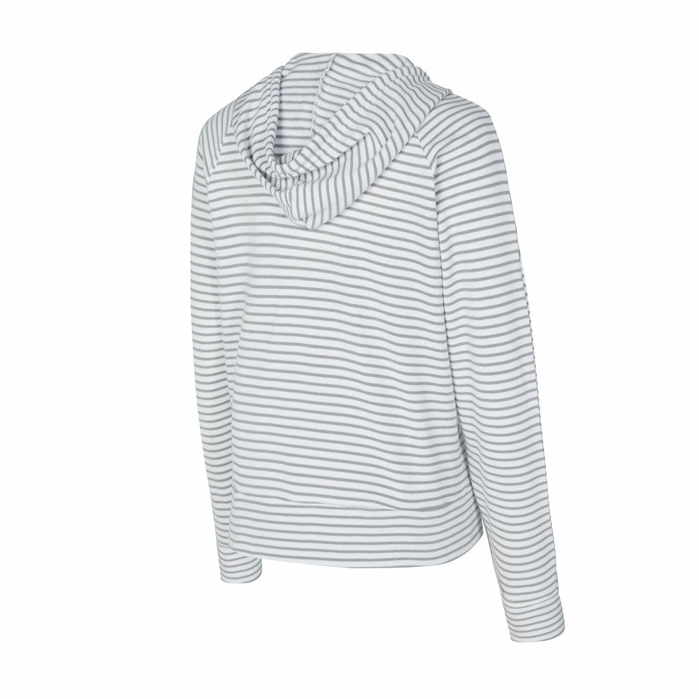 New York Mets Concepts Sport Women's Liftoff Striped V-Neck Hoodie White/Gray