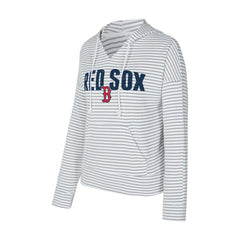 Boston Red Sox Concepts Sport Women's Liftoff Striped V-Neck Hoodie White/Gray
