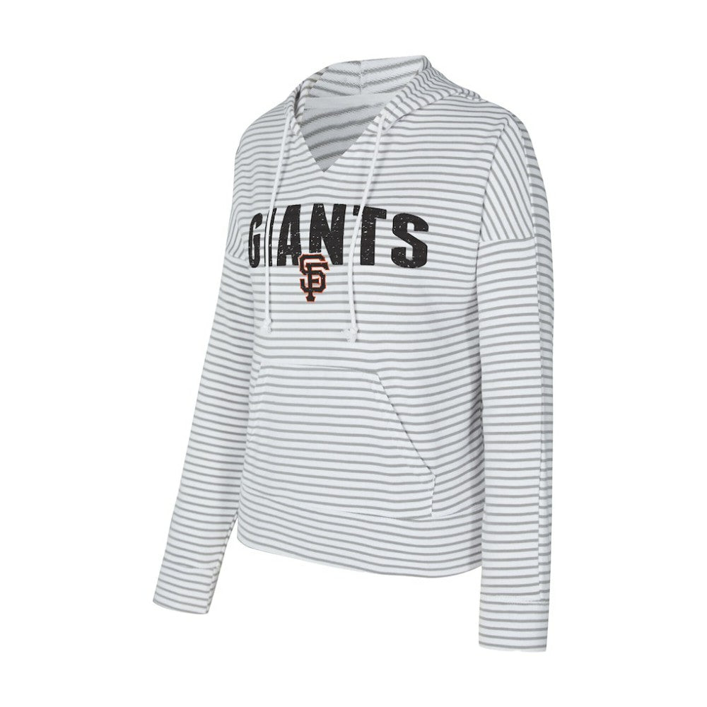 San Francisco Giants Concepts Sport Women's Liftoff Striped V-Neck Hoodie White/Gray