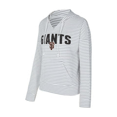 San Francisco Giants Concepts Sport Women's Liftoff Striped V-Neck Hoodie White/Gray