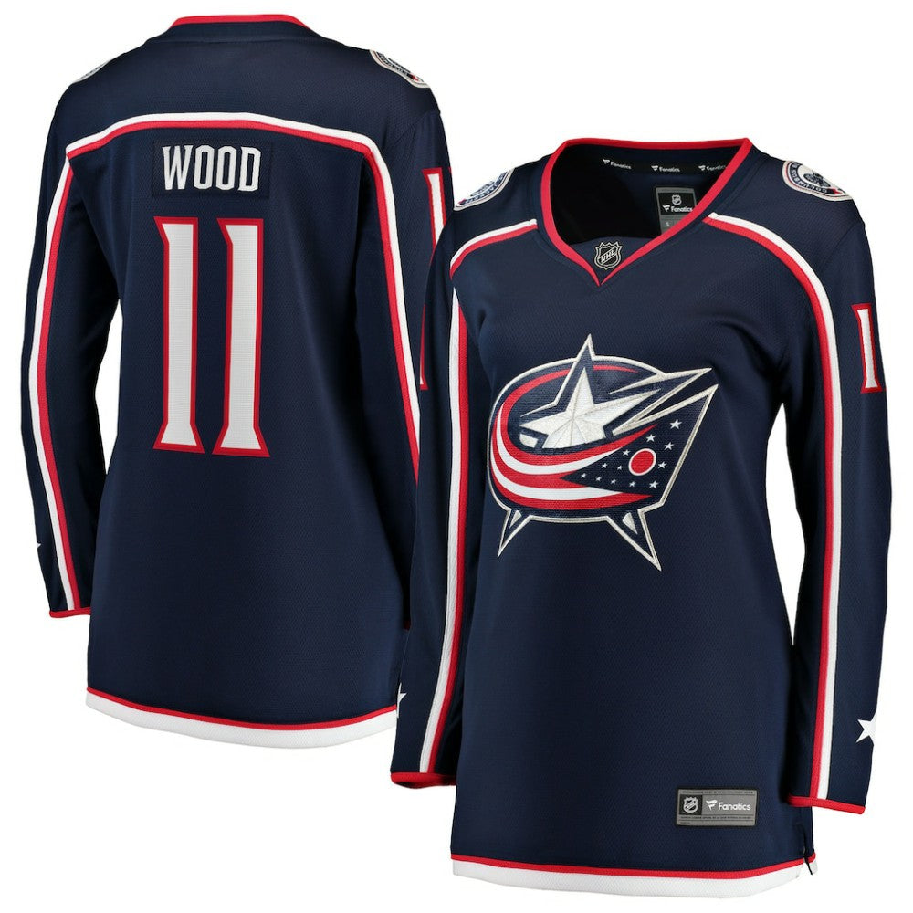 Miles Wood Columbus Blue Jackets Fanatics Women's Home Breakaway Jersey Navy