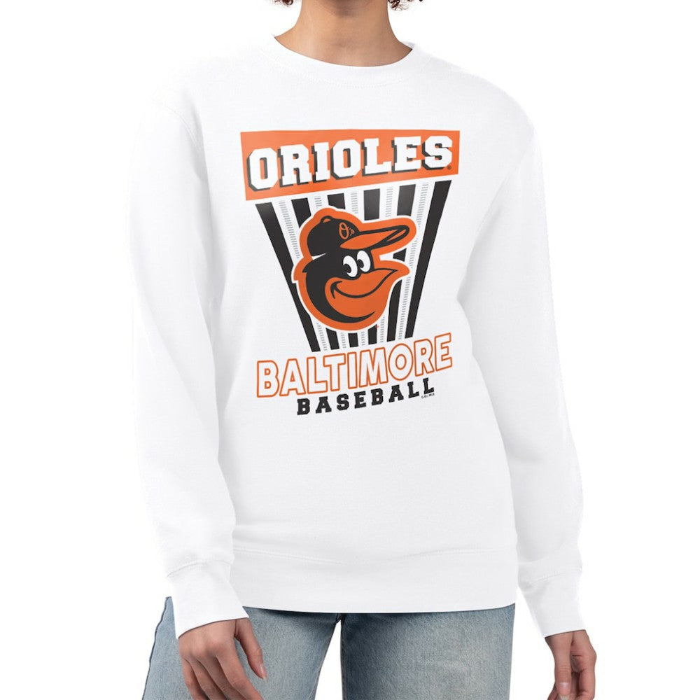 Baltimore Orioles Starter Women's Poster Print Team Fleece Pullover Sweatshirt White