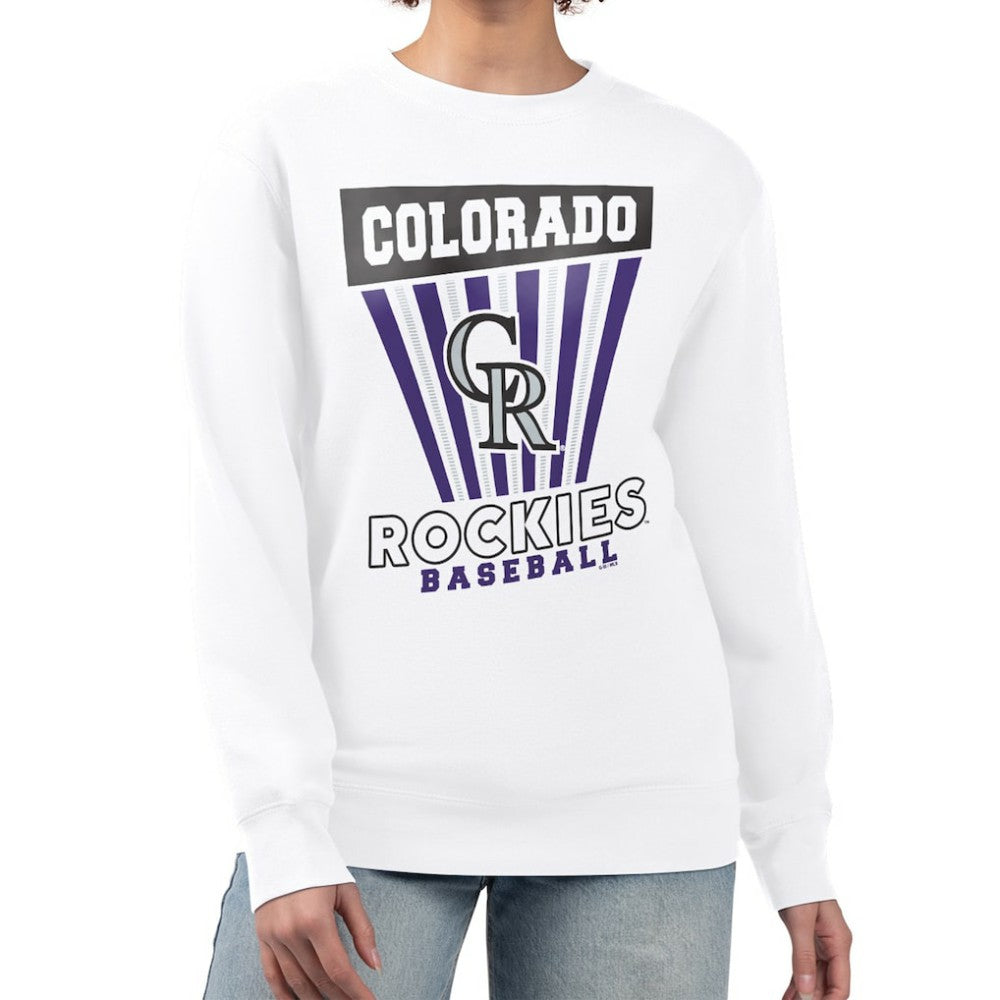 Colorado Rockies Starter Women's Poster Print Team Fleece Pullover Sweatshirt White