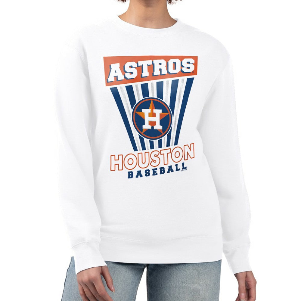 Houston Astros Starter Women's Poster Print Team Fleece Pullover Sweatshirt White