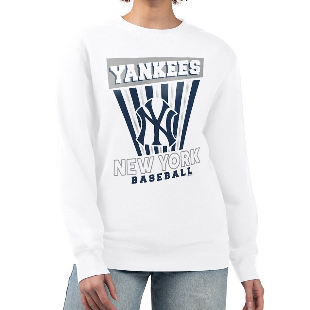 New York Yankees Starter Women's Poster Print Team Fleece Pullover Sweatshirt White