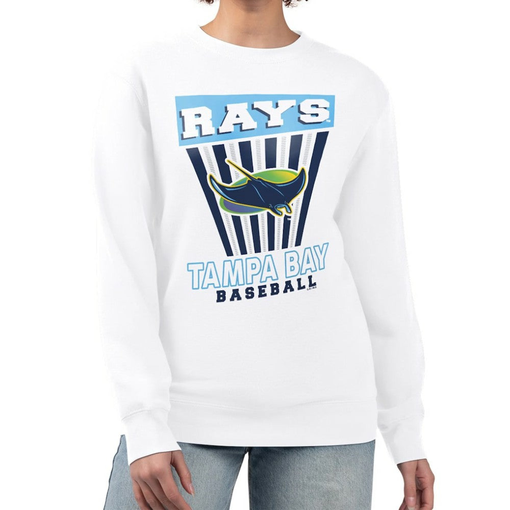 Tampa Bay Rays Starter Women's Poster Print Team Fleece Pullover Sweatshirt White