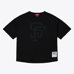 San Francisco Giants Women's Cooperstown Collection Phantom Cropped T-Shirt Black | Mitchell & Ness
