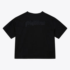 Philadelphia Phillies Women's Cooperstown Collection Phantom Cropped T-Shirt Black | Mitchell & Ness