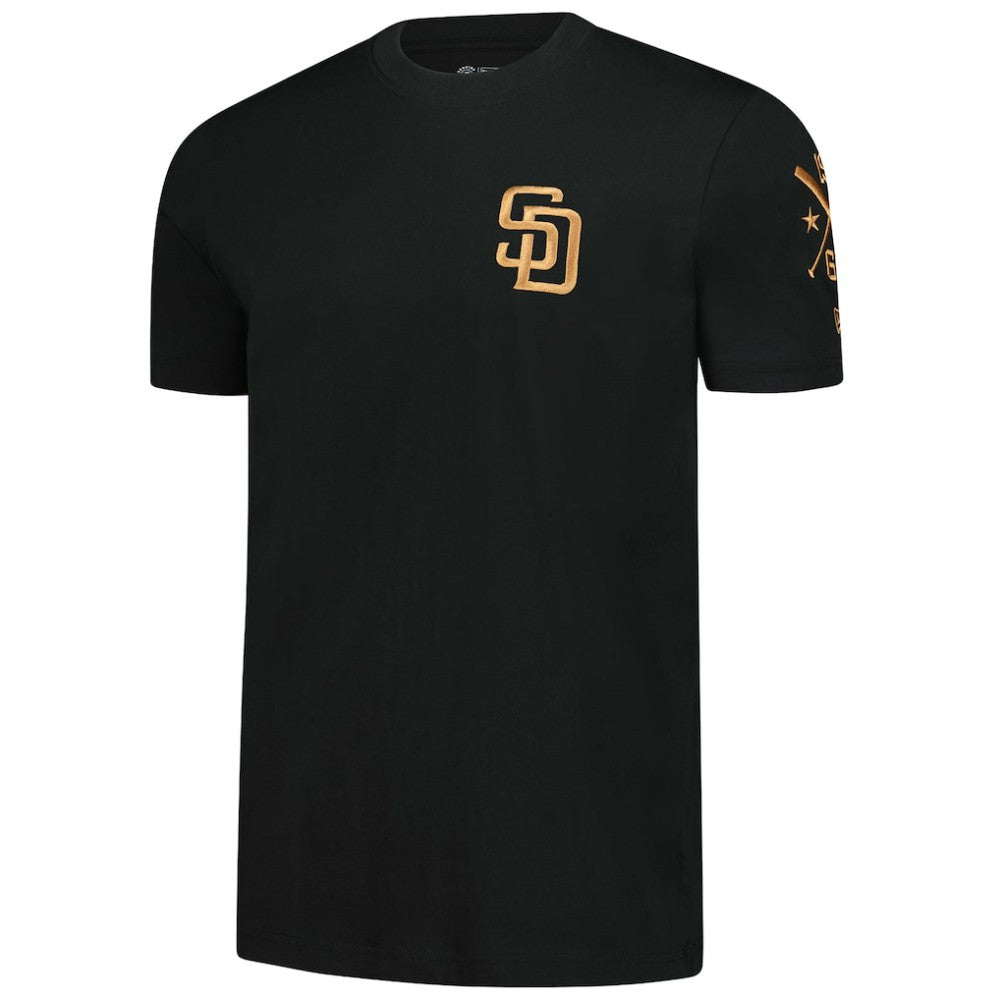 San Diego Padres Bronze Logo with Cross Bats Established T-Shirt Black | New Era