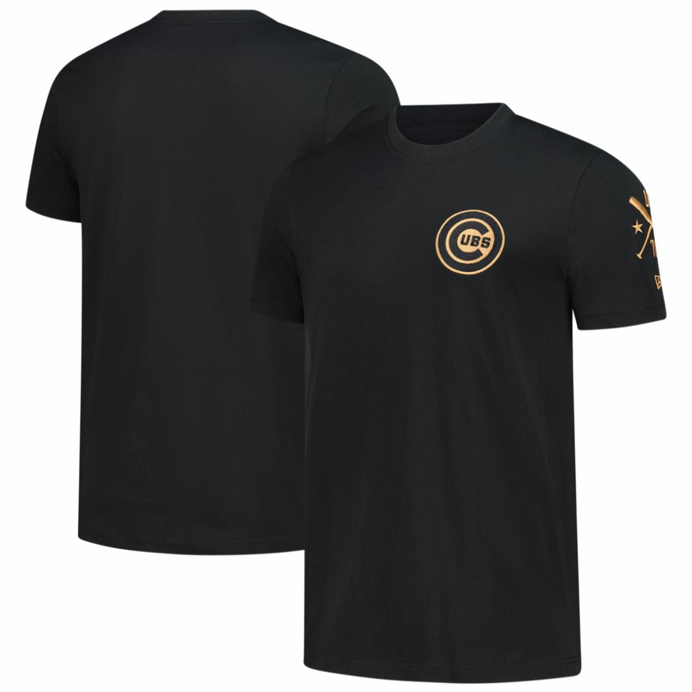 Chicago Cubs Bronze Logo with Cross Bats Established T-Shirt Black | New Era