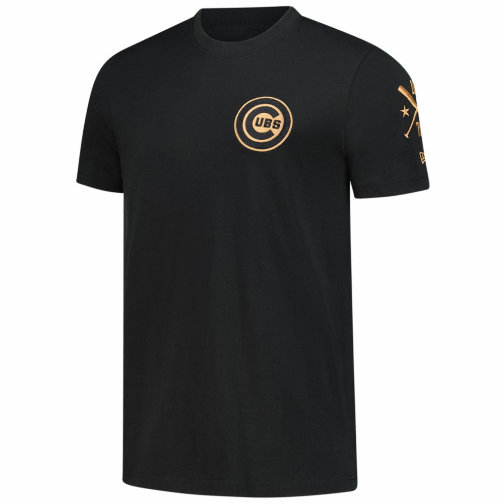 Chicago Cubs Bronze Logo with Cross Bats Established T-Shirt Black | New Era