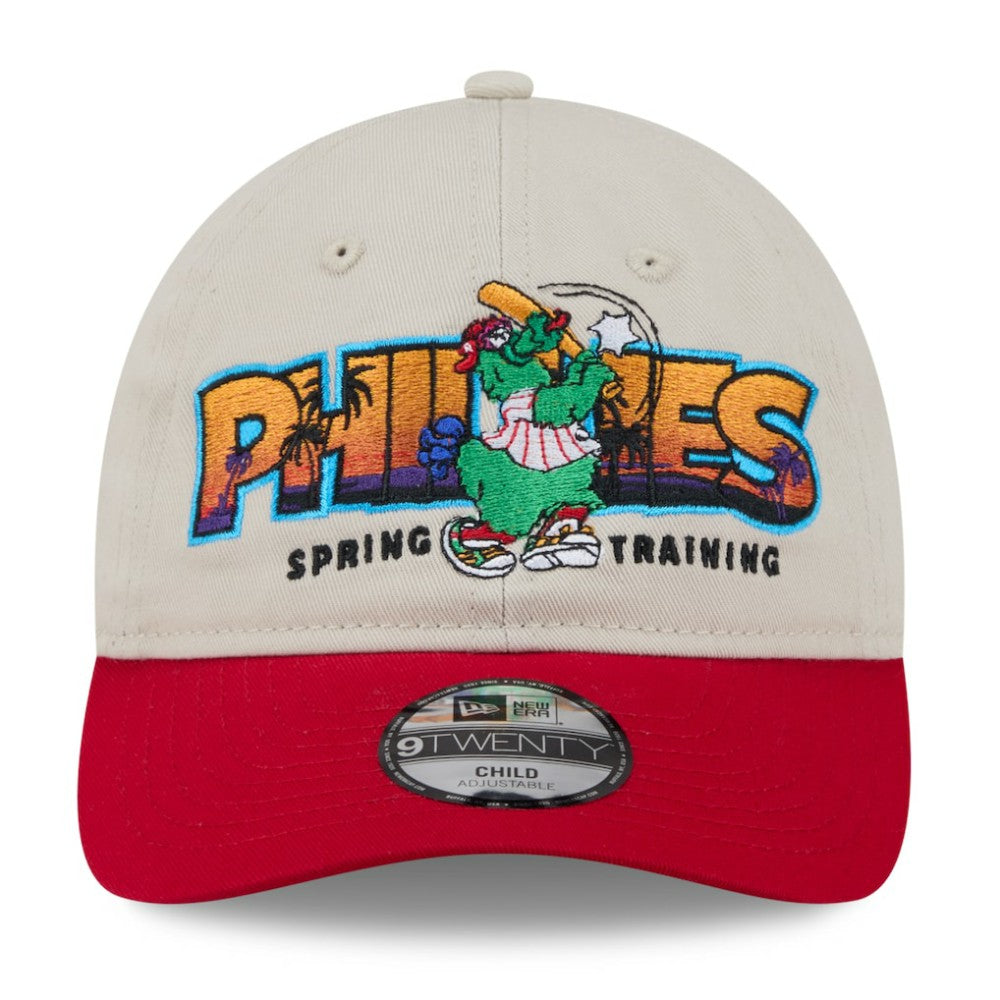 Philadelphia Phillies Youth 2026 Spring Training Fan Pack Batter 9TWENTY Adjustable Hat Stone/Red | New Era