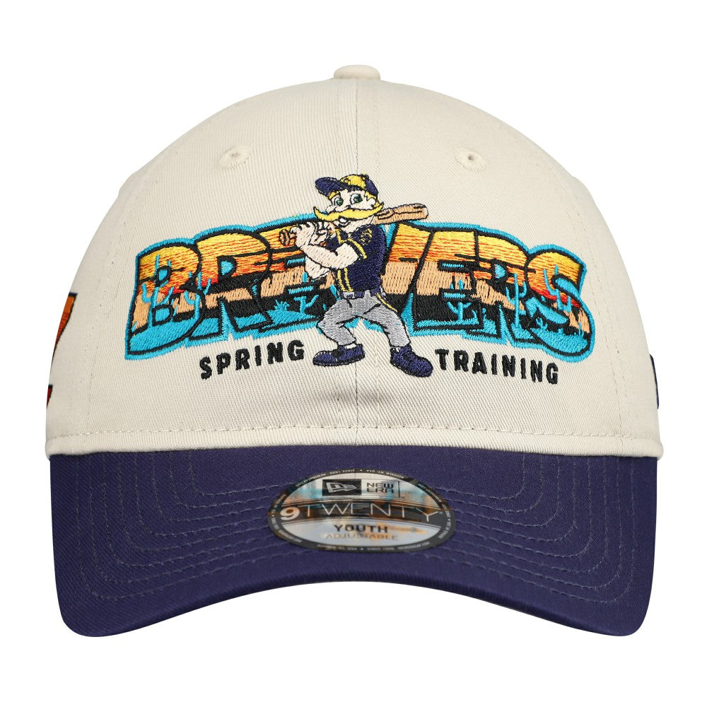 Milwaukee Brewers Youth 2026 Spring Training Fan Pack Batter 9TWENTY Adjustable Hat Stone/Navy | New Era