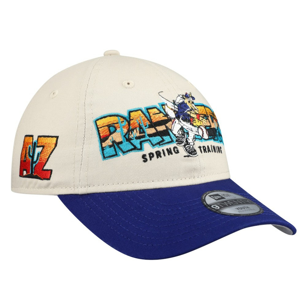 Texas Rangers Youth 2026 Spring Training Fan Pack Batter 9TWENTY Adjustable Hat Stone/Royal | New Era