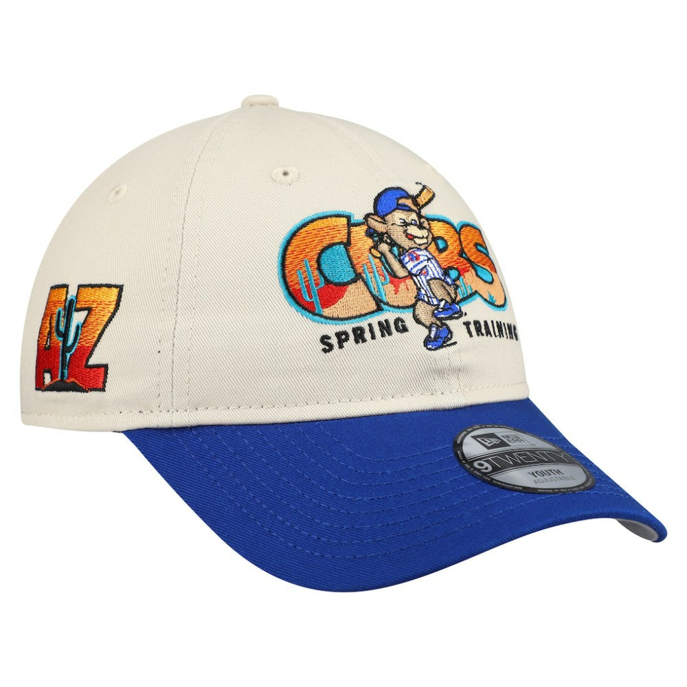 Chicago Cubs Youth 2026 Spring Training Fan Pack Batter 9TWENTY Adjustable Hat Stone/Royal | New Era