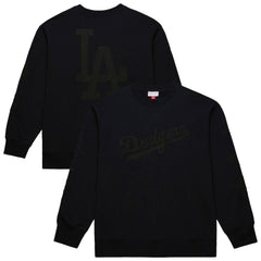Los Angeles Dodgers Phantom Fleece Crewneck Sweatshirt Black | Mitchell & Ness